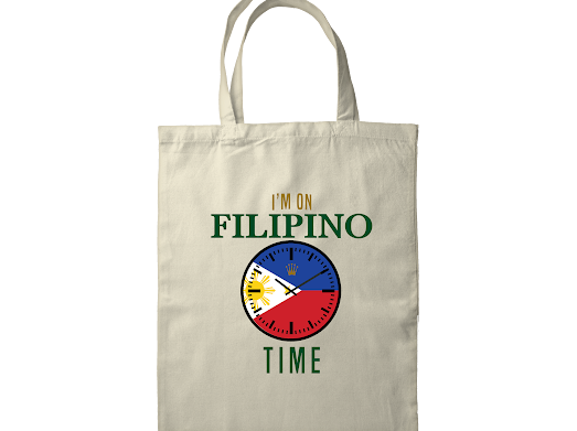 I'M ON FILIPINO TIME OFF-WHITE TOTE BAG