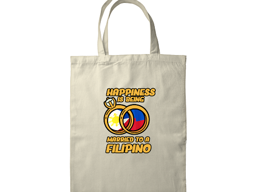 HAPPINESS IS BEING MARRIED TO A FILIPINO OFF-WHITE TOTE BAG